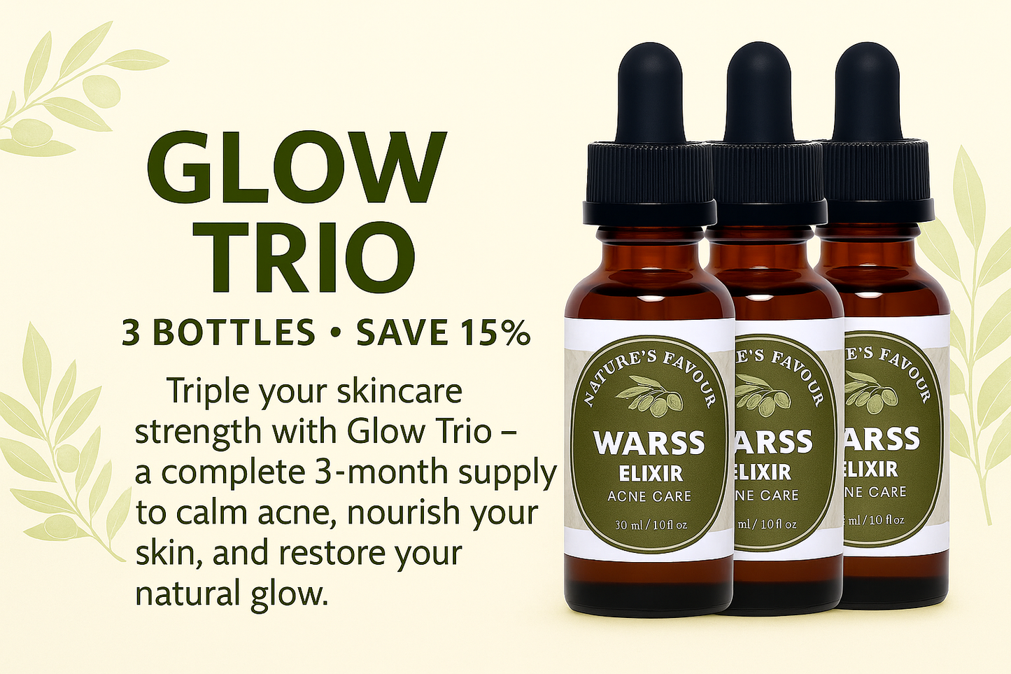 Glow Trio – 3x Warss Elixir (15% Off) -- گلو ٹرایو – ورس ایلیکسر کی 3 بوتلیں (15٪ رعایت کے ساتھ)
